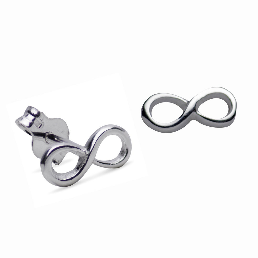 Sterling Silver Infinity Symbol Stud Earrings | SilverAndGold