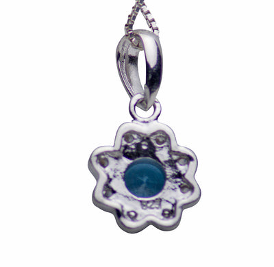 Synthetic Topaz & Clear Cubic Zirconia Flower Pendant Necklace