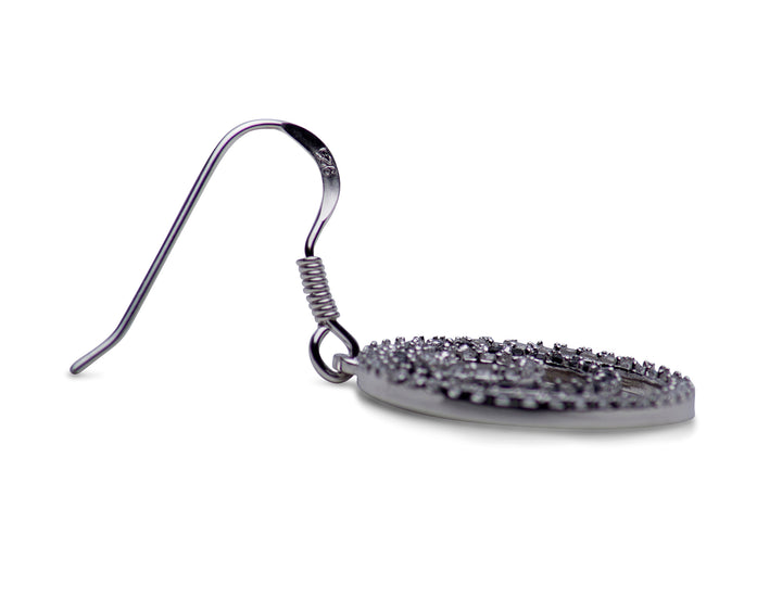 Clear & Black Cubic Zirconia Circles Earrings | SilverAndGold