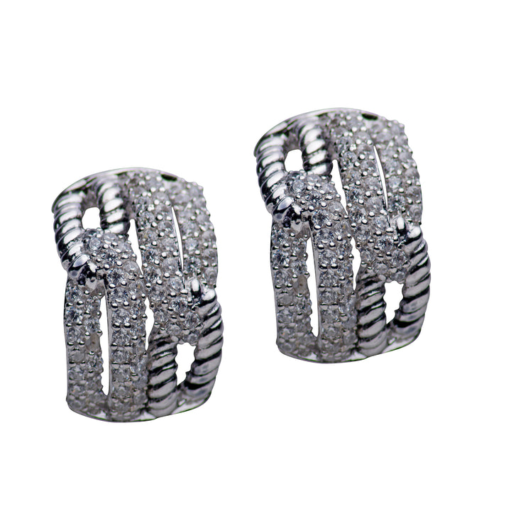 Cubic Zirconia Intertwined Sterling Silver Earrings | SilverAndGold