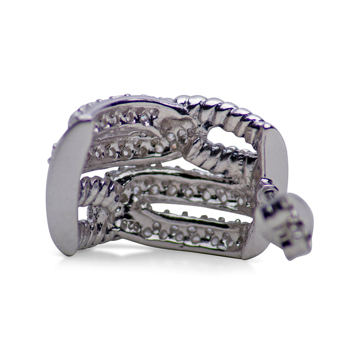 Cubic Zirconia Intertwined Sterling Silver Earrings | SilverAndGold