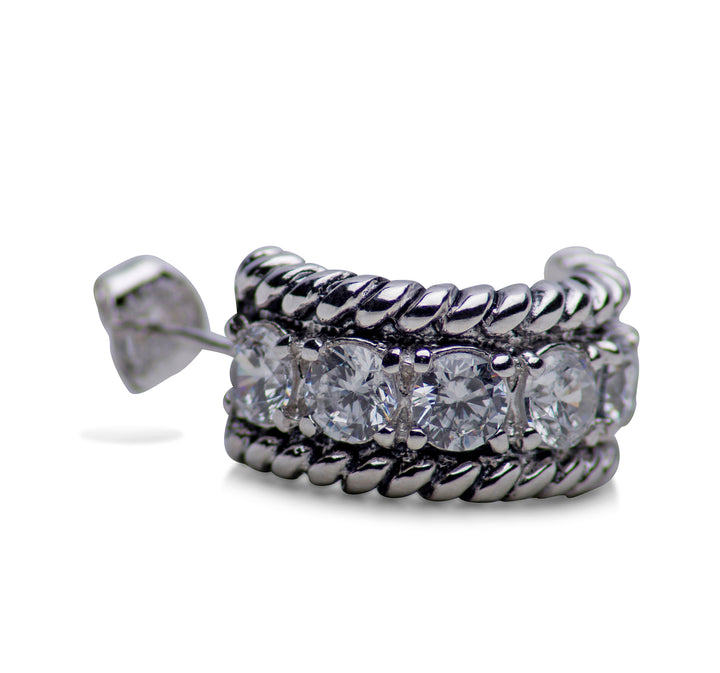 Cubic Zirconia & Twist Sterling Silver Earrings | SilverAndGold