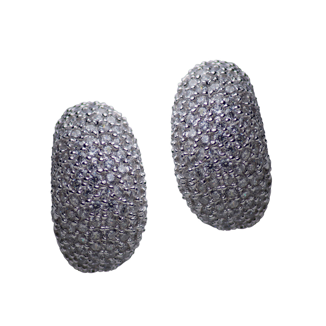 Cubic Zirconia Crescent Sterling Silver Earrings | SilverAndGold