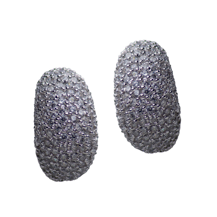 Cubic Zirconia Crescent Sterling Silver Earrings | SilverAndGold