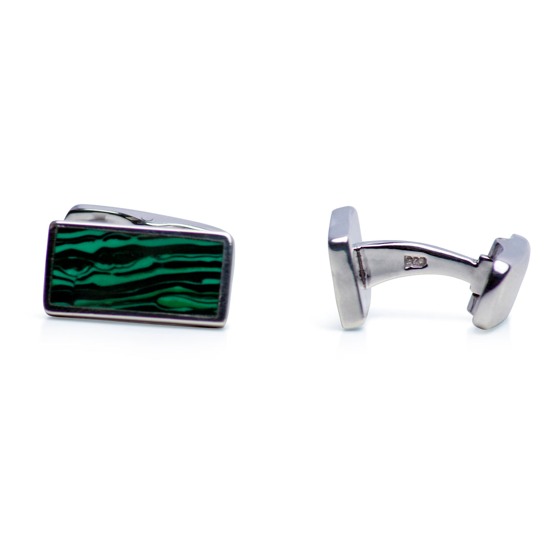Created Malachite Sterling Silver Cufflinks | SilverAndGold