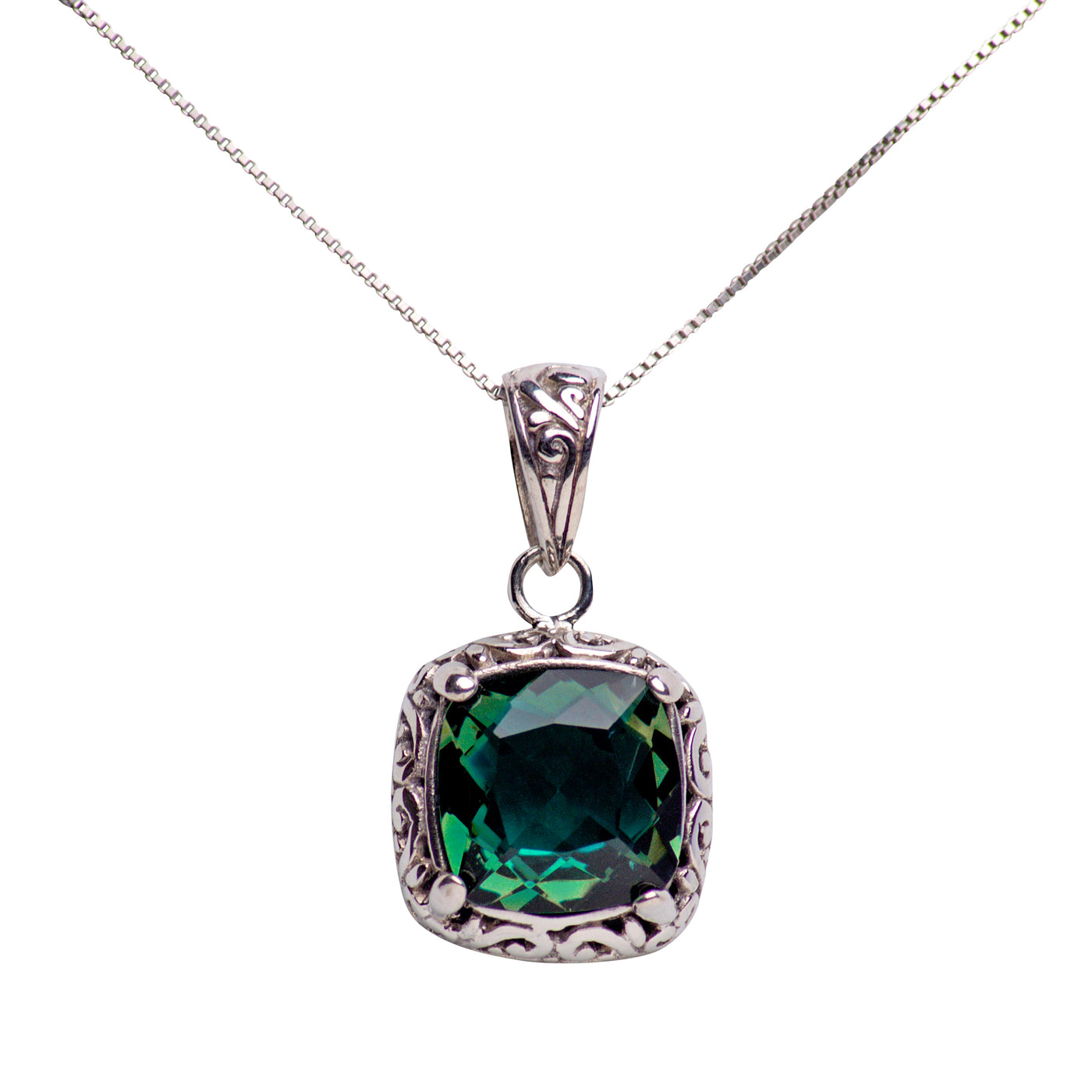 Emerald Quartz Silver Pendant