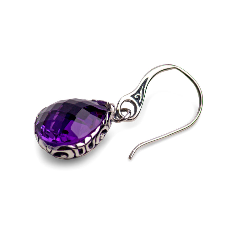 Amethyst Quartz Silver Dangle Earrings
