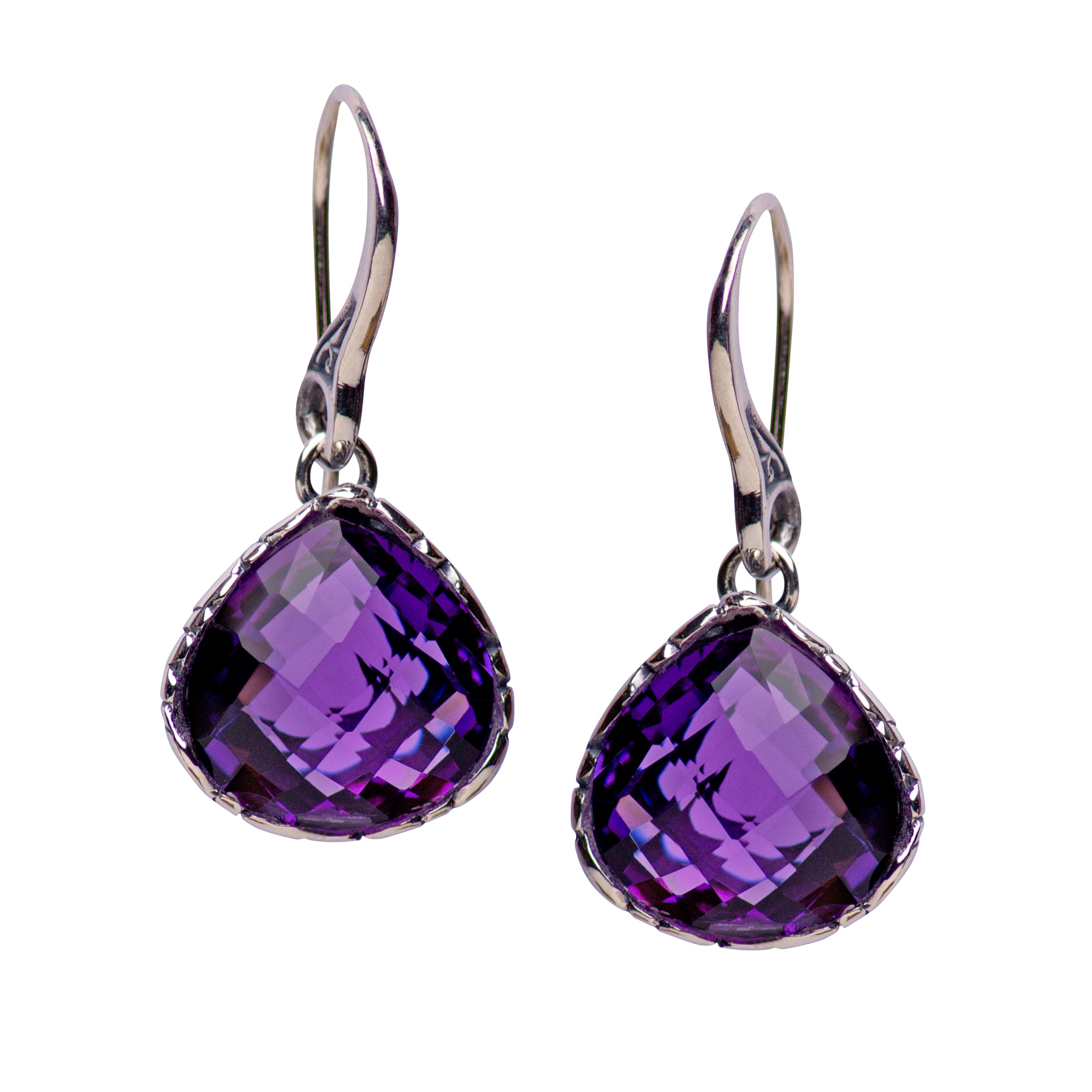 Amethyst Quartz Silver Dangle Earrings – SilverAndGold.com