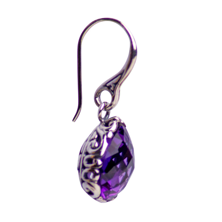 Amethyst Quartz Silver Dangle Earrings