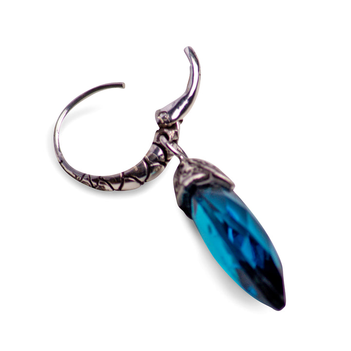 Marquise Shaped Blue Topaz Quartz and Sterling Silver Dangle Earrings