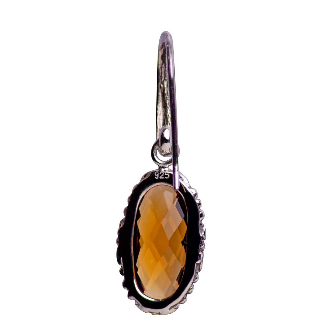 Citrine Quartz Silver Dangle Earrings