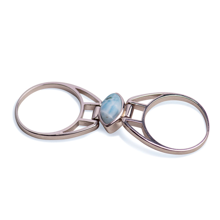 Larimar & Pink Mother of Pearl Flip Ring