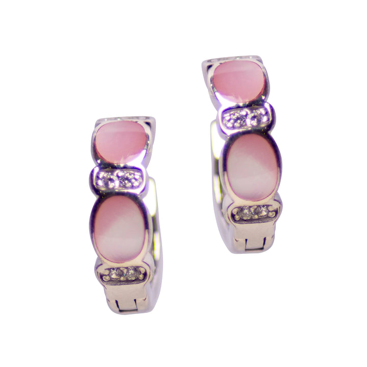 Pink Mother of Pearl Mini Hoop Earrings