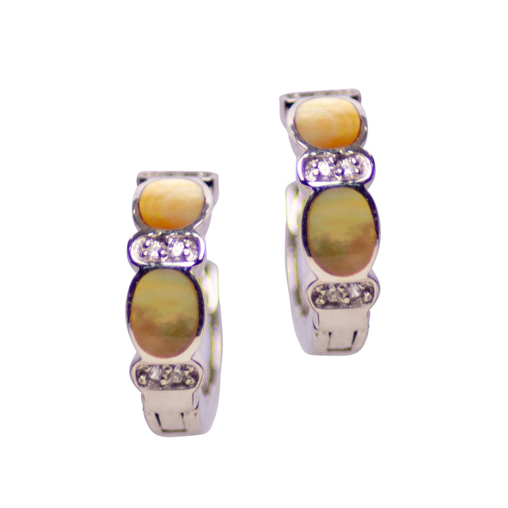 Gold Mother of Pear Mini Hoop Earrings