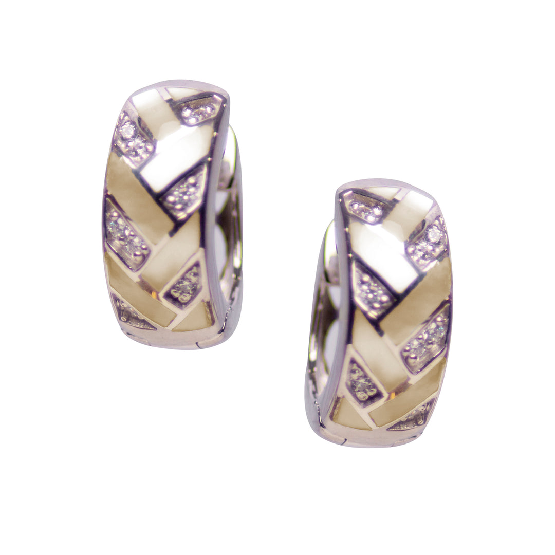 Gold Mother of Pearl Silver Earrings