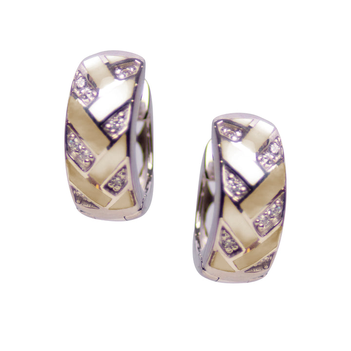 Gold Mother of Pearl Silver Earrings