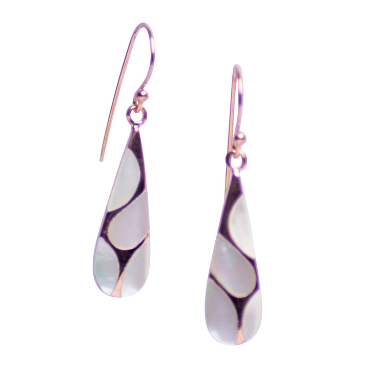 White Mother of Pearl Rose Gold Earrings
