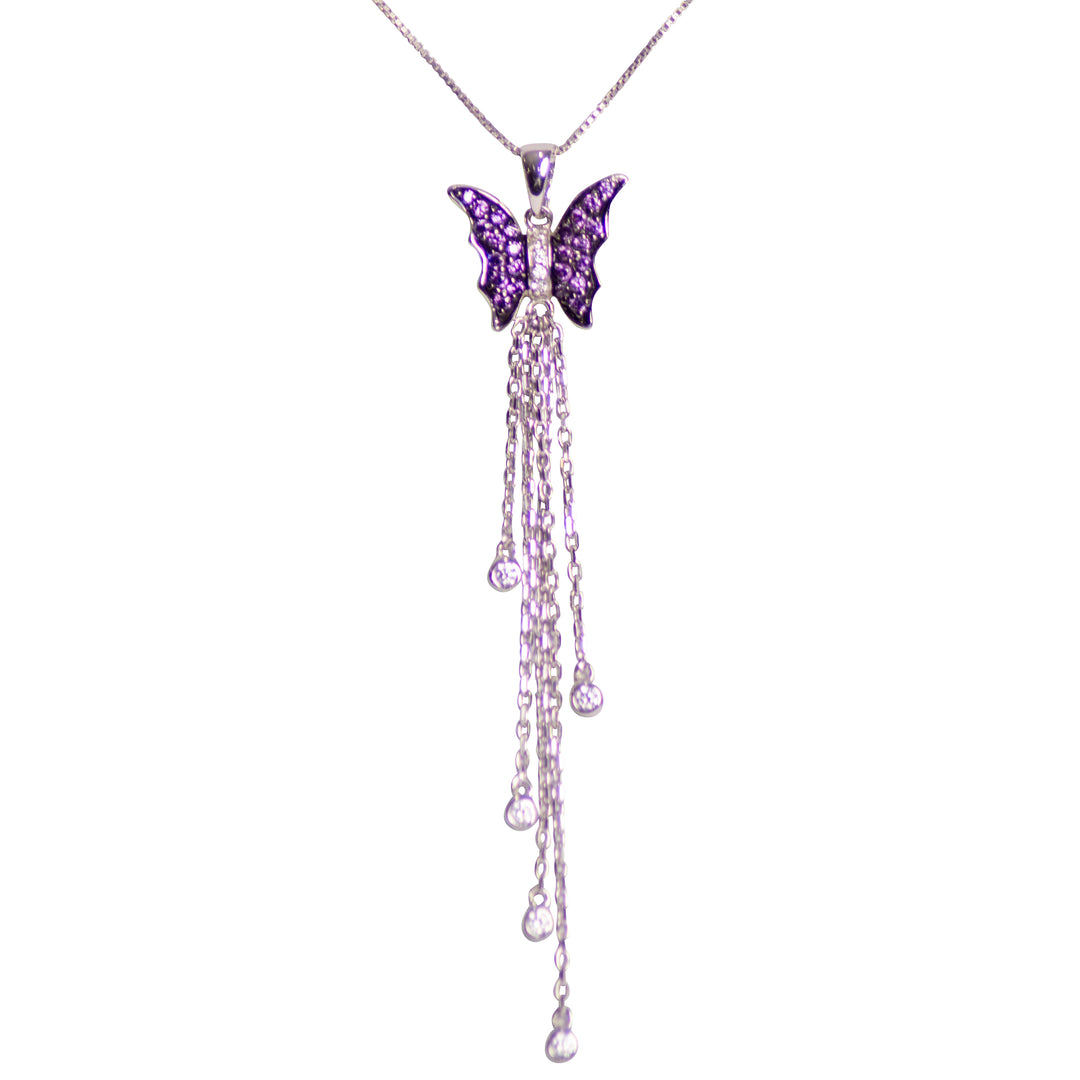 Purple Crystal Butterfly Pendant