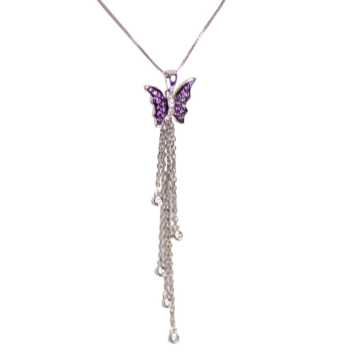 Purple Crystal Butterfly Pendant