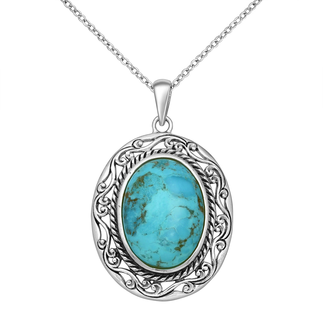 Turquoise Oxidized Silver Pendant