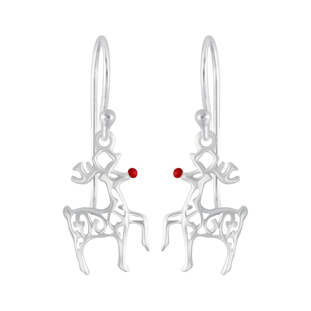 Sterling Silver Rudolph Earrings