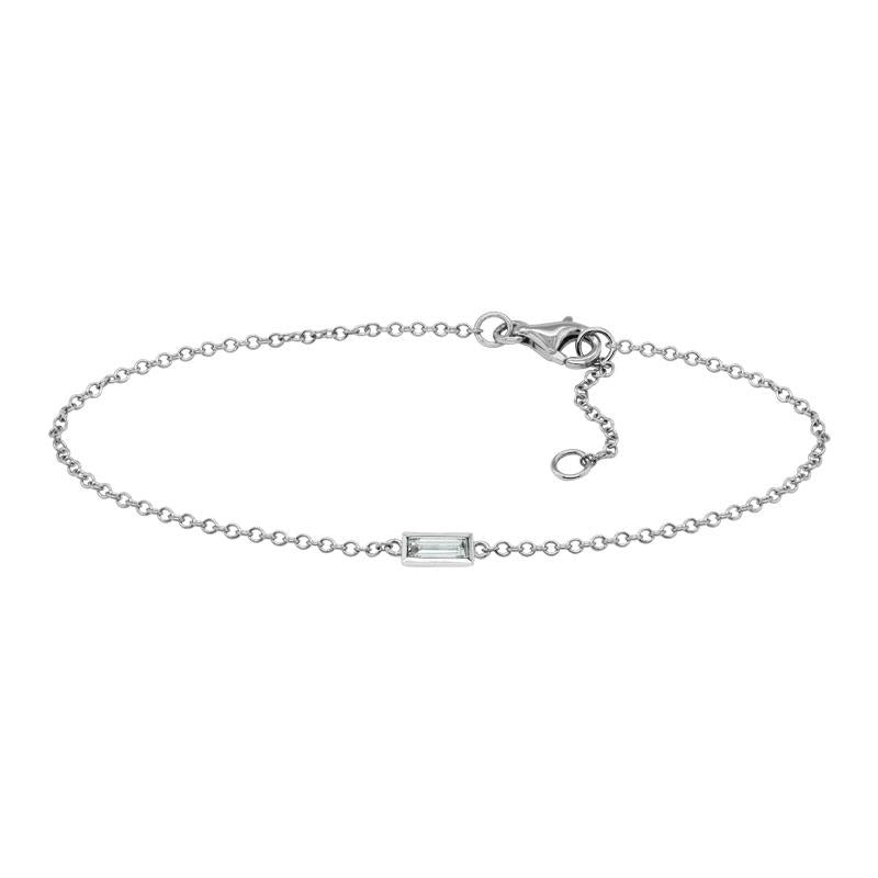 14K White Gold - Diamond Solitaire Bracelet