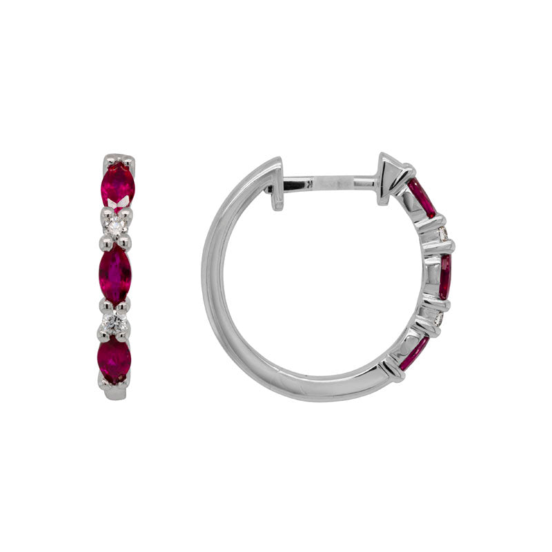 14K Gold Diamond Ruby Earrings