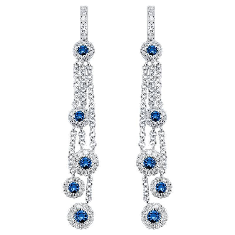 14K Gold Sapphire Diamond Earrings