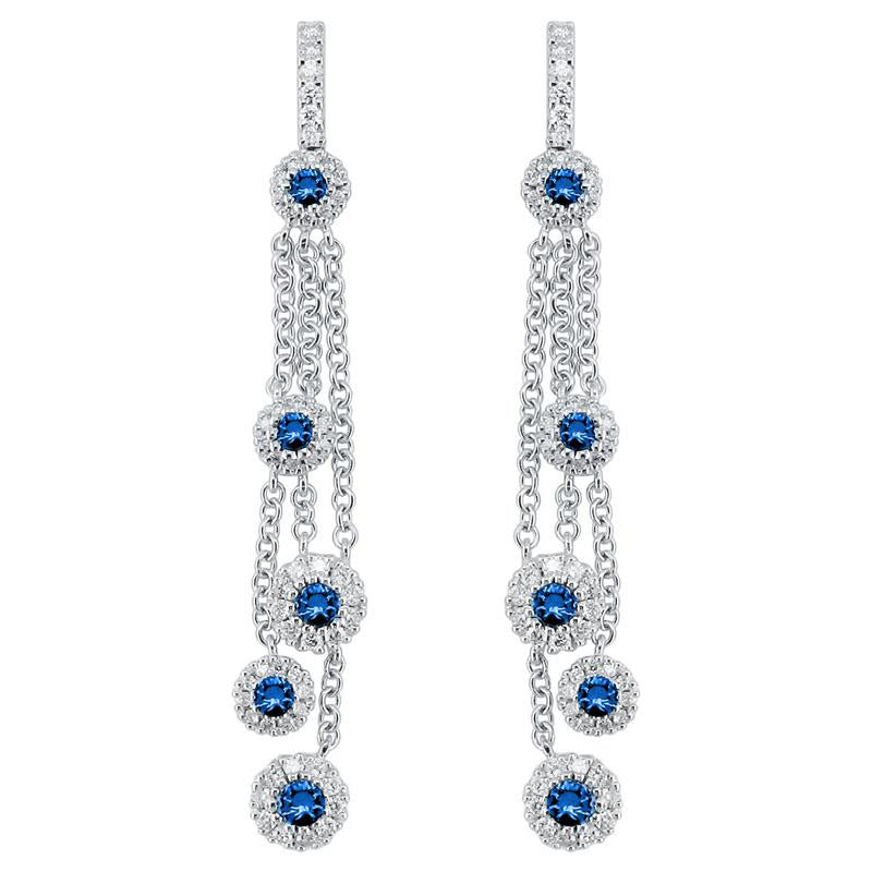 14K Gold Sapphire Diamond Earrings