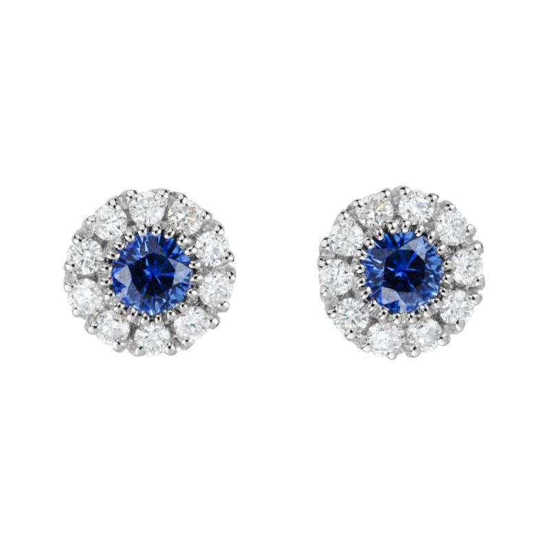 14K Gold Sapphire Diamond Earrings