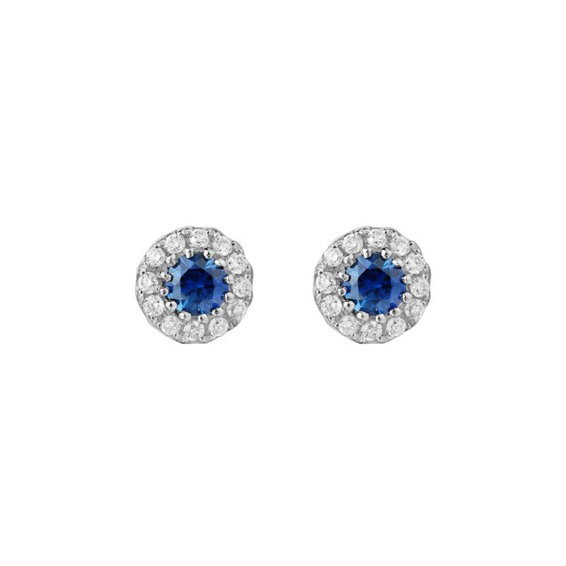 14K Gold Sapphire Diamond Earrings