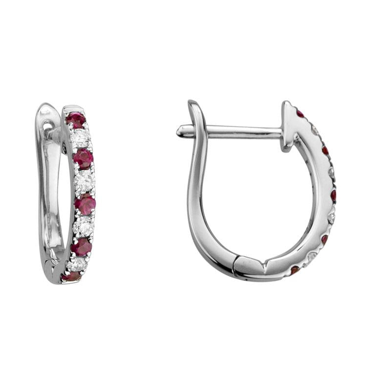 14K Gold Diamond Ruby Earrings