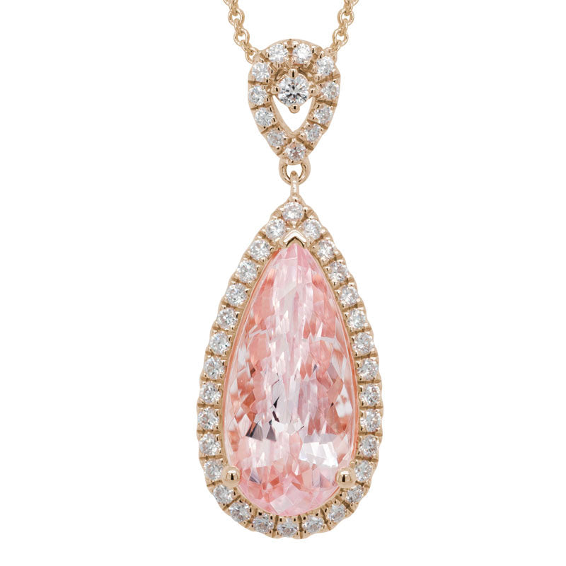 14K Gold Morganite Pendant