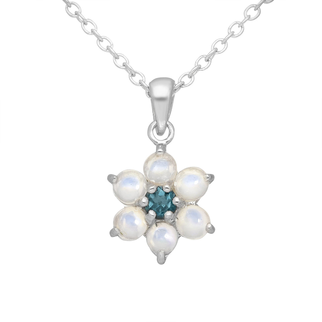 Opals & Topaz Flower Pendant