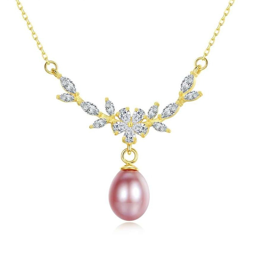 Pink Freshwater Pearl Gold Necklace