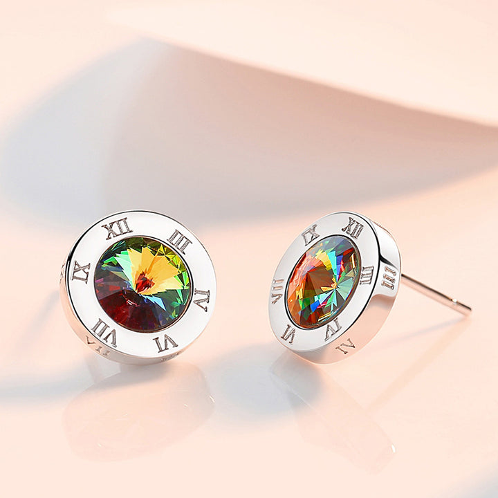 Roman Numeral Crystal Earrings