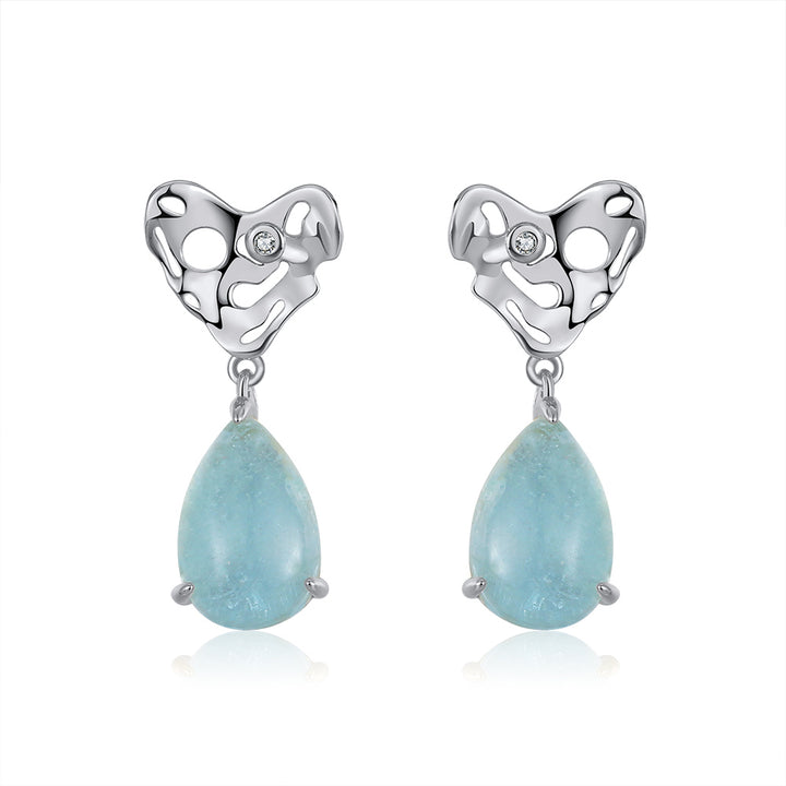 Teardrop Aquamarine Silver Earrings