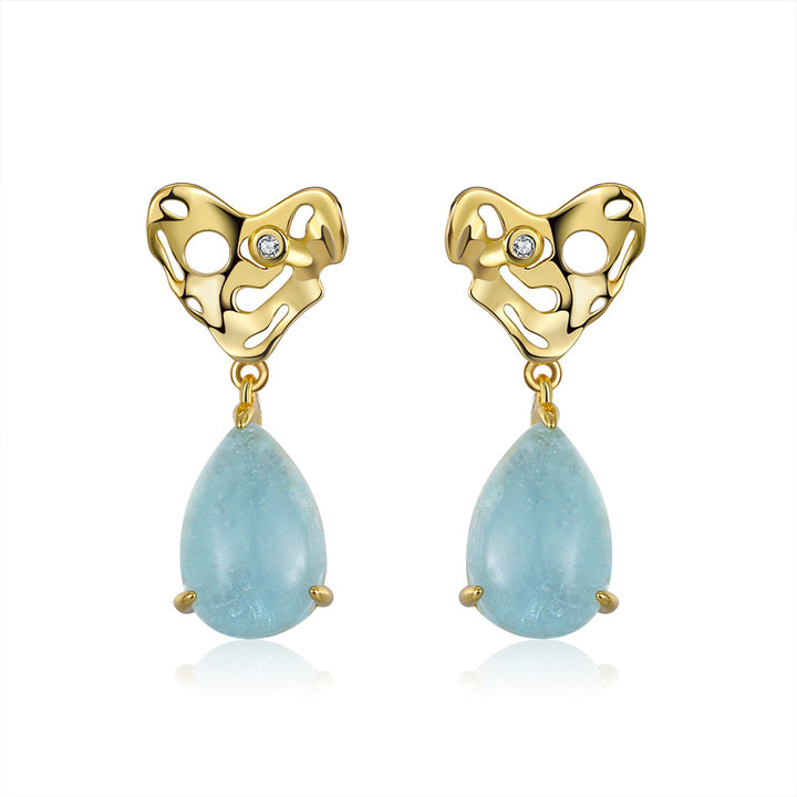 Teardrop Aquamarine Gold Earrings