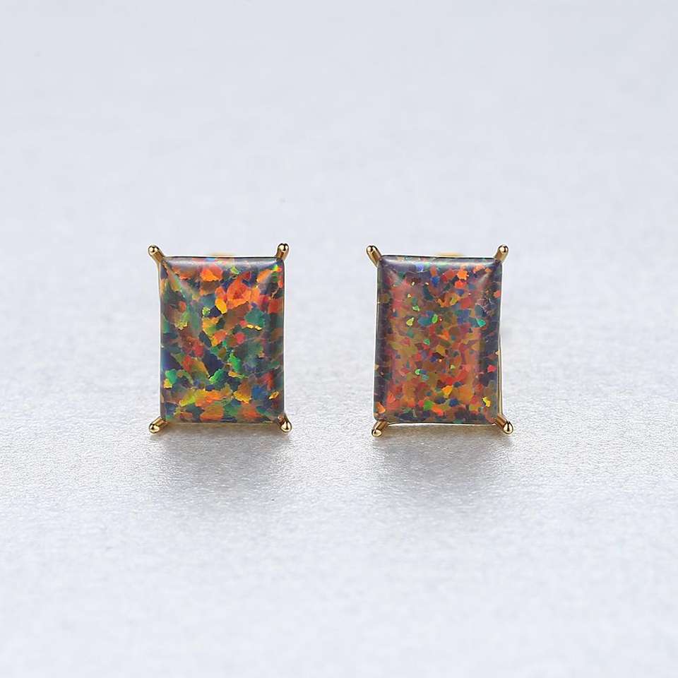 Fire Opal Gold Earrings