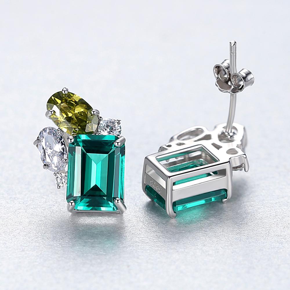 Emerald Simulant Silver Earrings