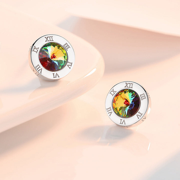 Roman Numeral Crystal Earrings
