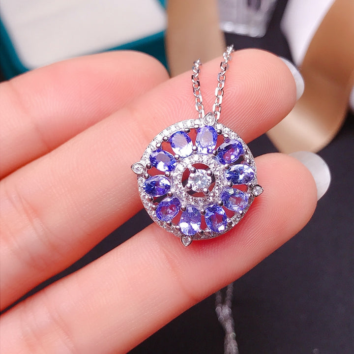 2.25 ct Natural Tanzanite Silver Necklace