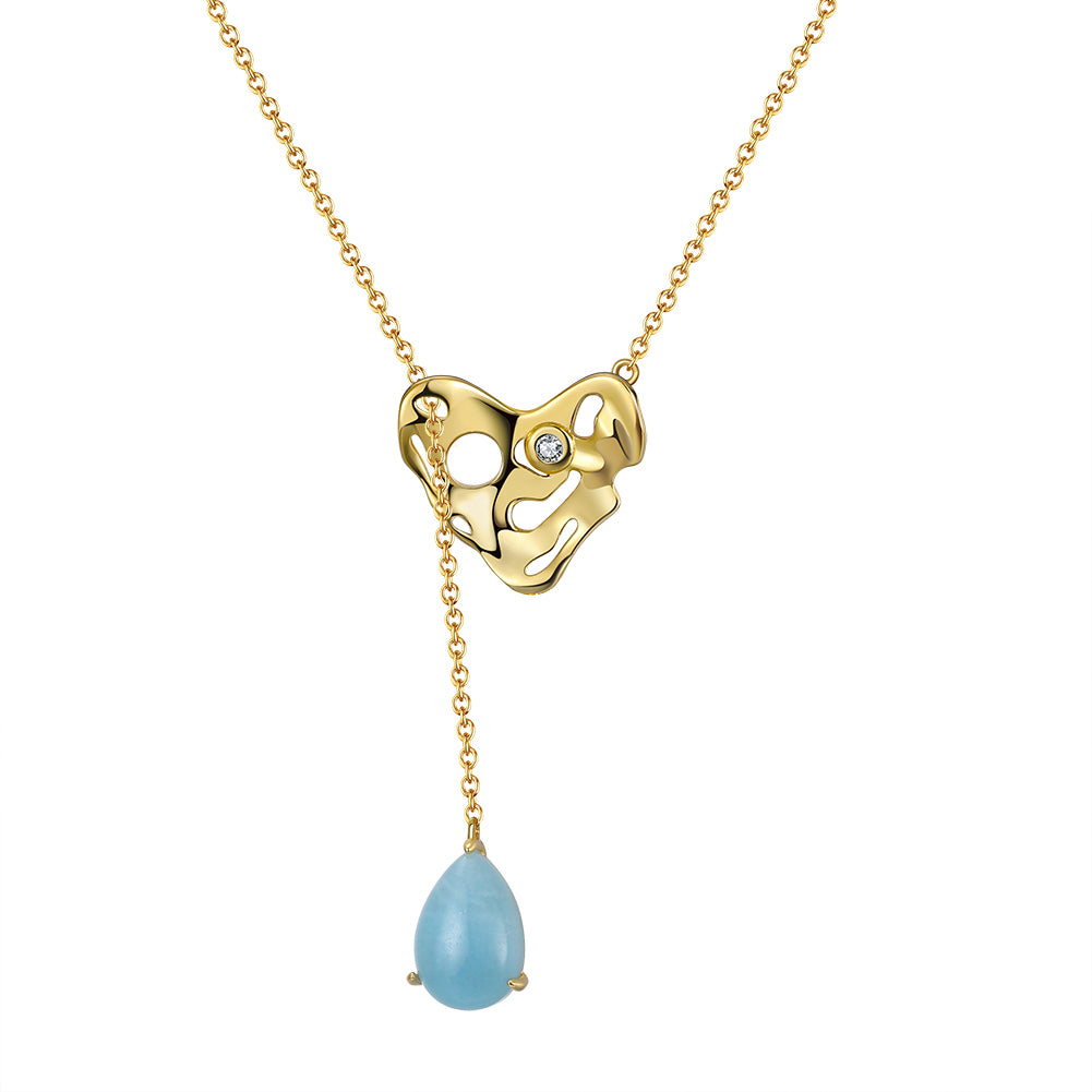 Teardrop Aquamarine Gold Necklace