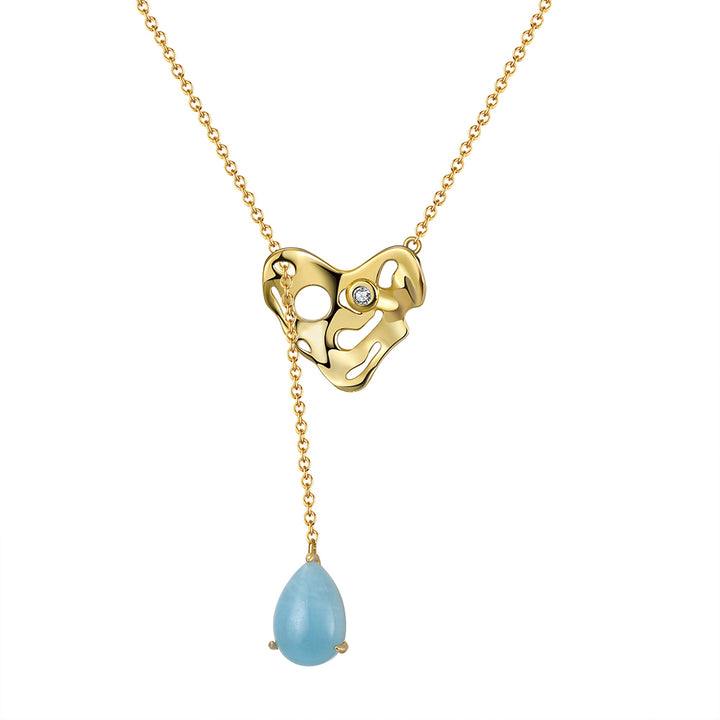 Teardrop Aquamarine Gold Necklace
