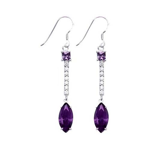 Amethyst & Crystal Sterling Silver Earrings | SilverAndGold