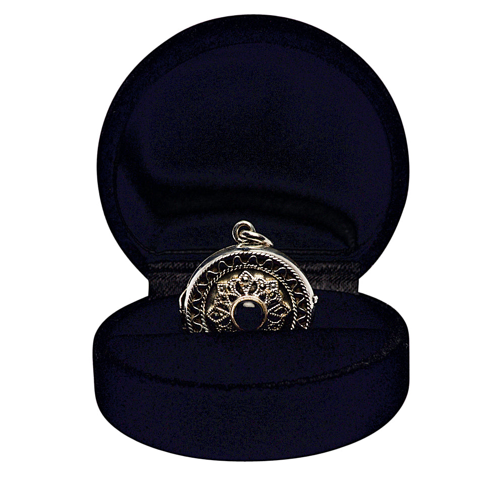 Black Onyx Silver Locket Pendant