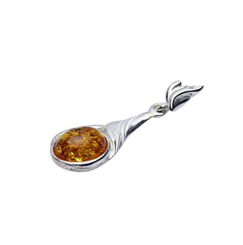 Amber Silver Teardrop Pendant