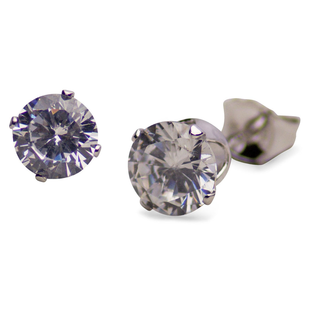 3.0 ctw Cubic Zirconia Round Stud Earrings | SilverAndGold
