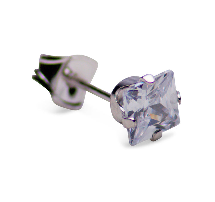 Princess Cut Cubic Zirconia Stud Earrings | SilverAndGold