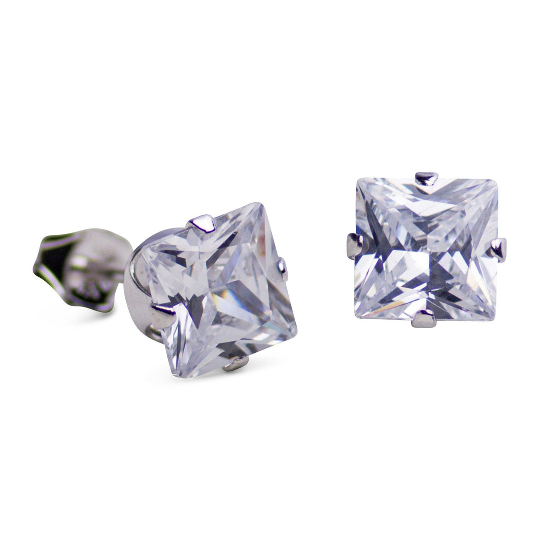 6 mm Princess Cut Cubic Zirconia Earrings | SilverAndGold